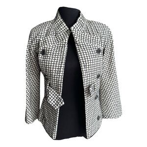 CHANEL Black and White Patterned Blazer